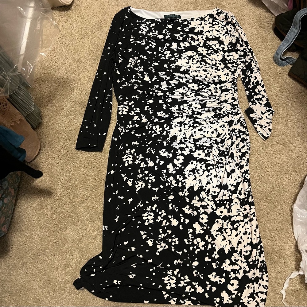 Ralph Lauren Black and White Long Sleeve Dress